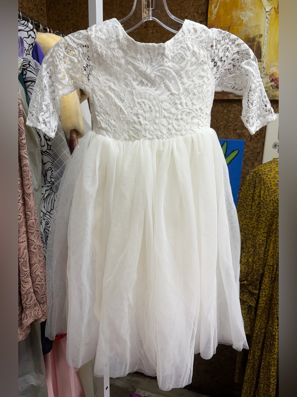 Pettigirl Soft White Lace+Tulle Skirt Formal Dress, size 3